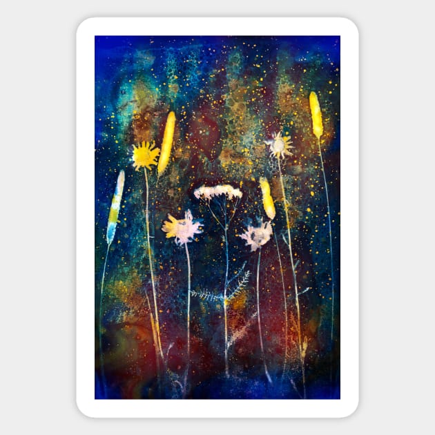 Botanical cyanotype wildflowers 2 Sticker by redwitchart